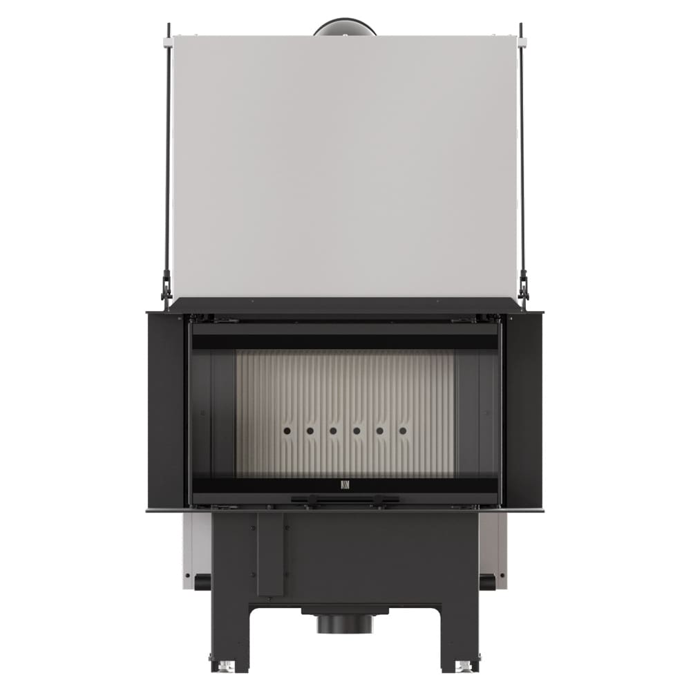 Balstil Milano 680x280 – Three-sided fireplace with lift-up doors, white lining