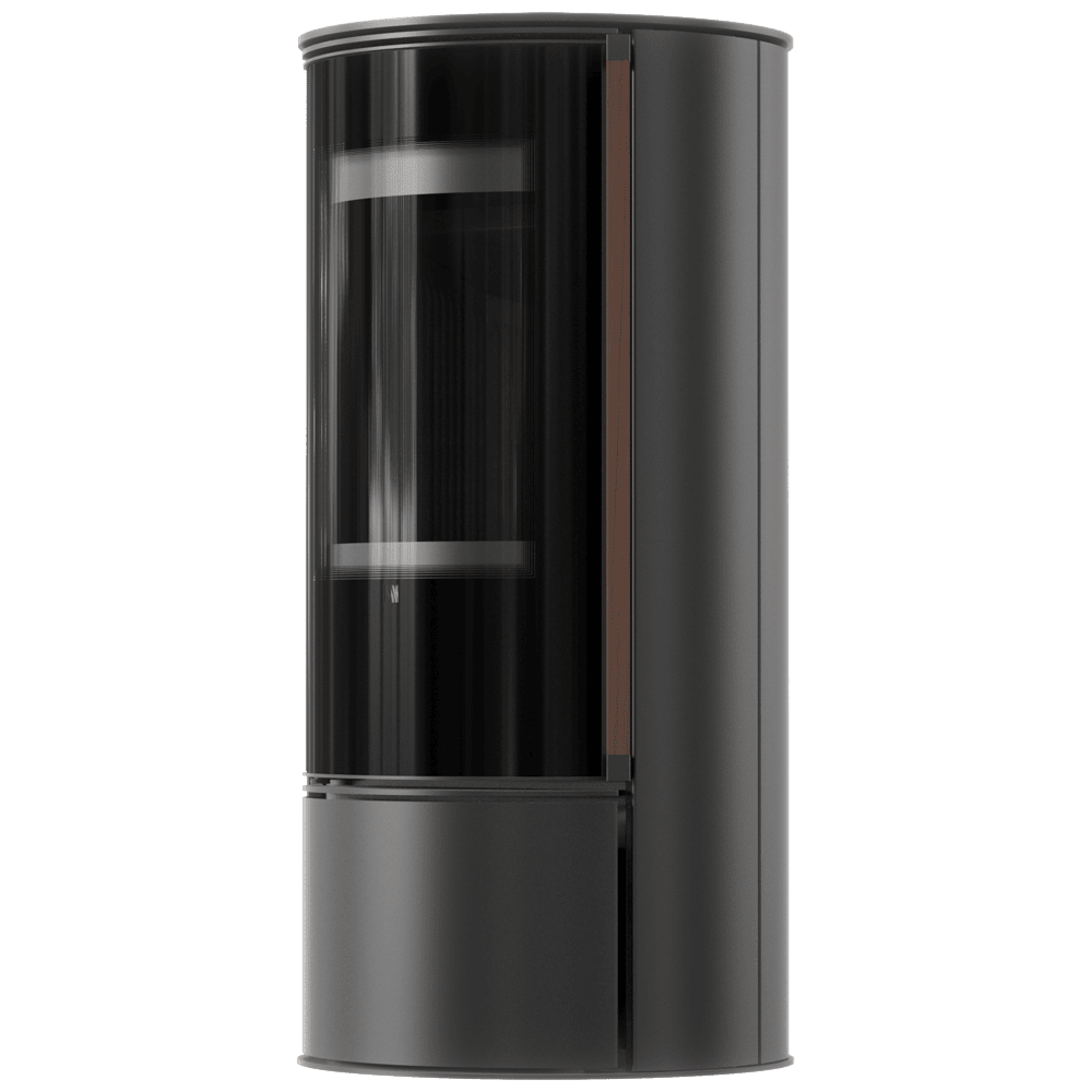 ORA freistehender Stahlofen mit schwarzer Verkleidung