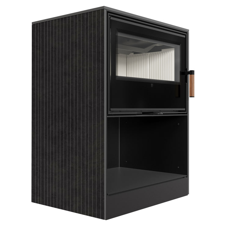 Freistehender Kaminofen FORLI/95 aus Fokos Grafite Sinterquarz