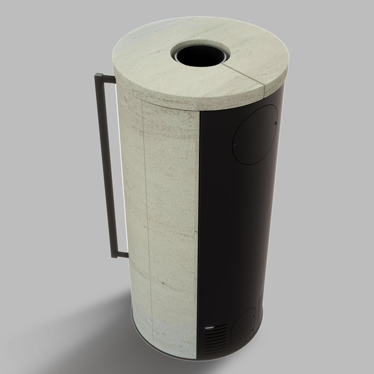 ORA Steel Freestanding Stove in Ivory Glow Stone