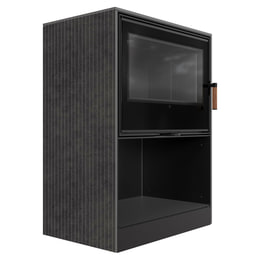 Freistehender Kaminofen FORLI/80, Black Thermotec, aus Fokos Grafite Sinterquarz