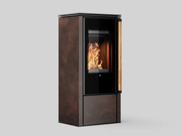 Piec wolnostojący stalowy AKNA czarny termotec, ze spiekiem Ossido Bruno