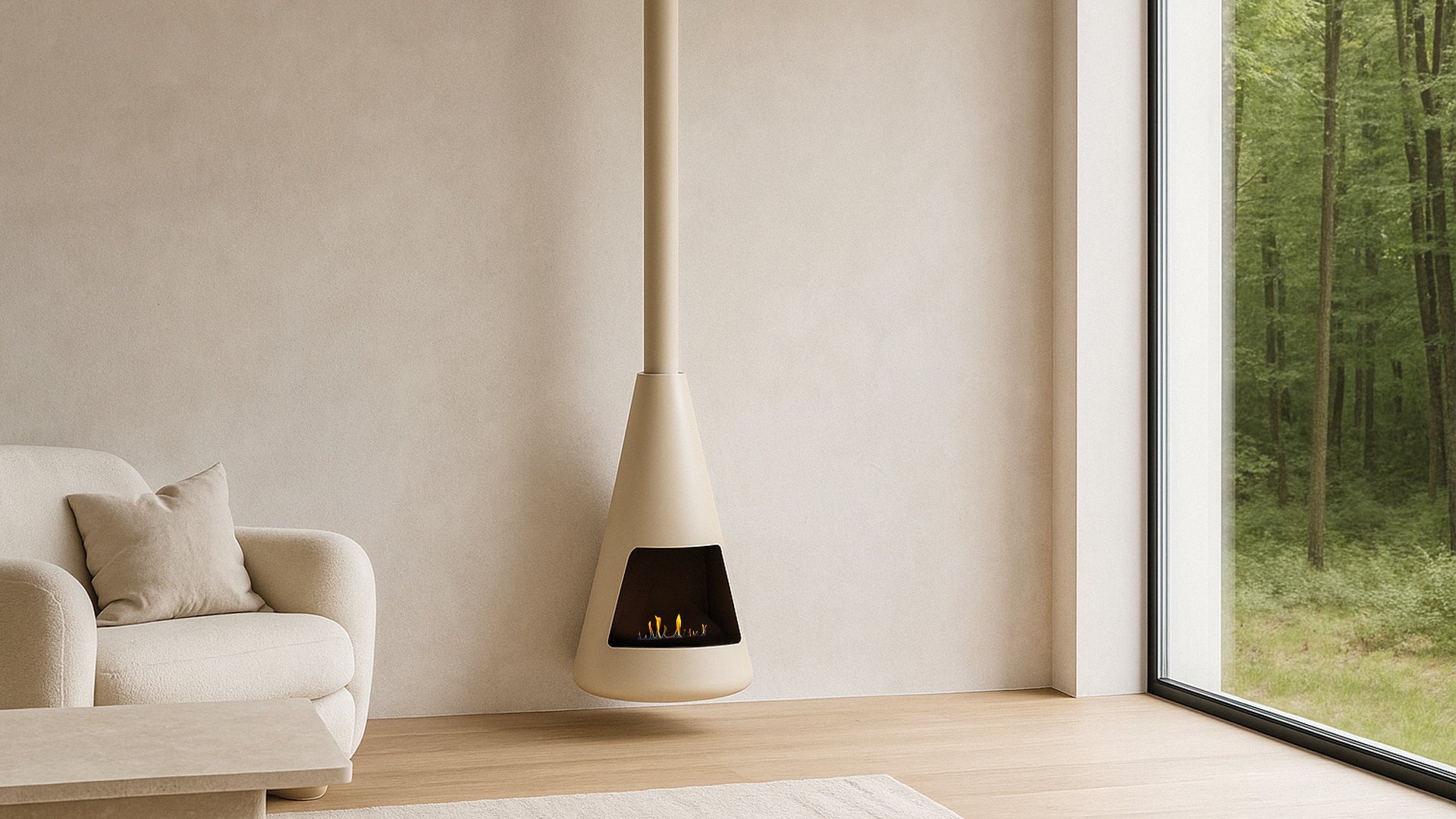 Rzeźba ognia w przestrzeni – Biokominek Automatyczny BELL